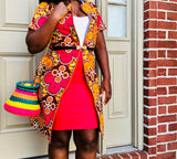 Ankara duster (pink and gold flower print)