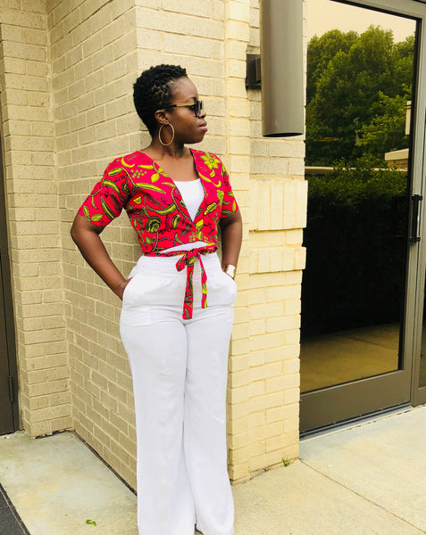 Yellow wrap online crop top