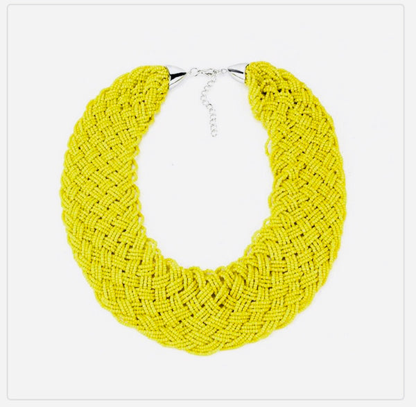 Yellow beaded necklace