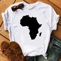 Black African Map white T shirt